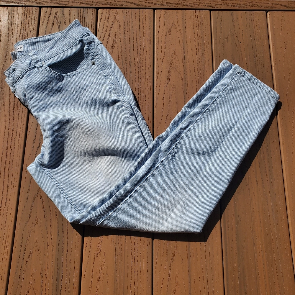 Artisan NY Blue Jeans Stripe Ankle Pants Cotton Nautical Classic Preppy Skinny 8